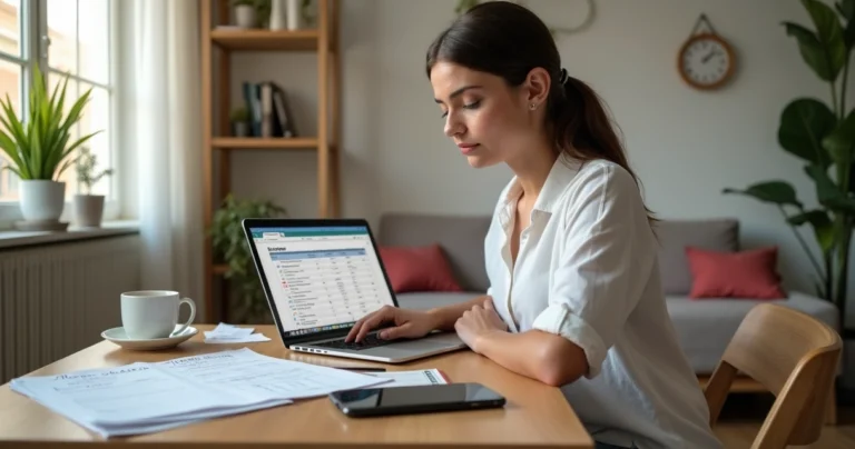 Jovem trabalhando em notebook em casa planejando transição do CLT para o remoto